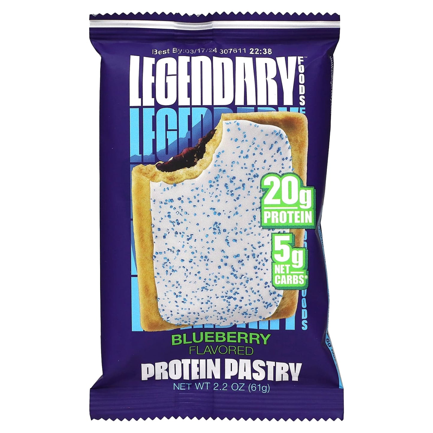 Legendary Foods, Protein Pastry, Blueberry, 10 Pack, 2.2 oz (61 g) Each