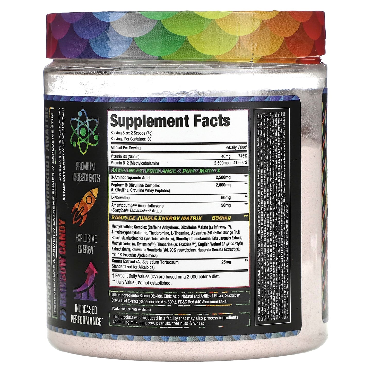 MuscleSport, Rhino Rampage, Super Potent Pre-Workout Analog, Rainbow Candy, 7.4 oz (210 g)