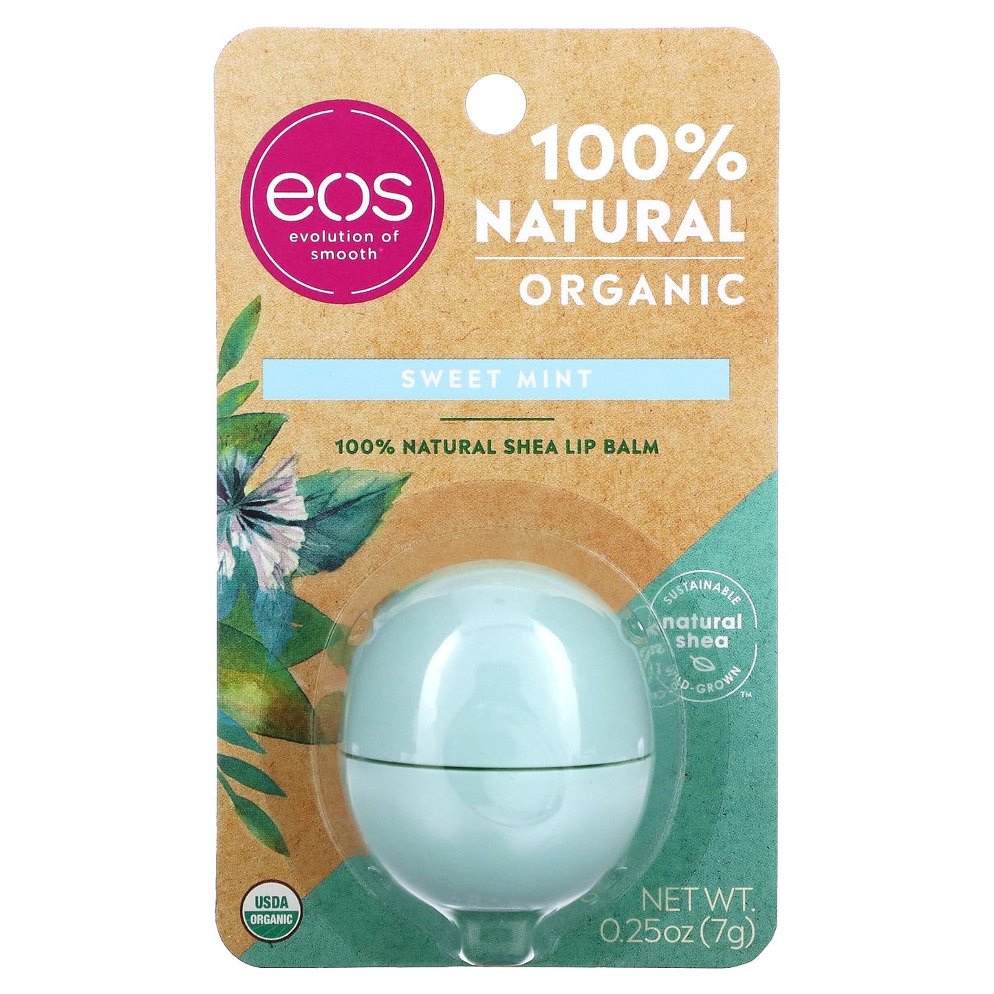 EOS, Organic 100% Natural Shea Lip Balm, Sweet Mint, 0.25 oz (7 g)