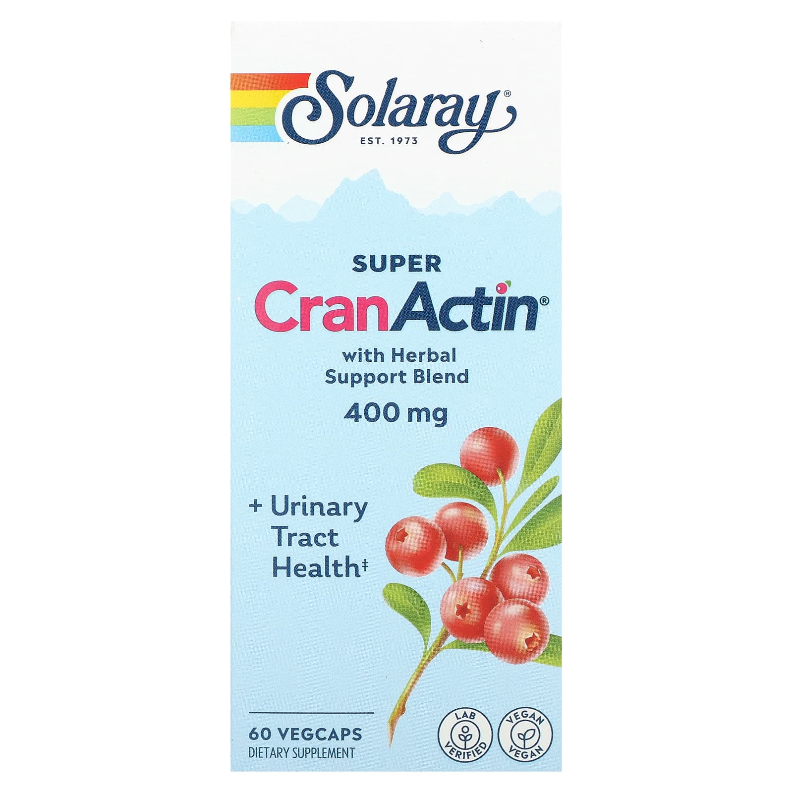 Solaray-Super CranActin with Herbal Support Blend-400 mg-60 VegCaps