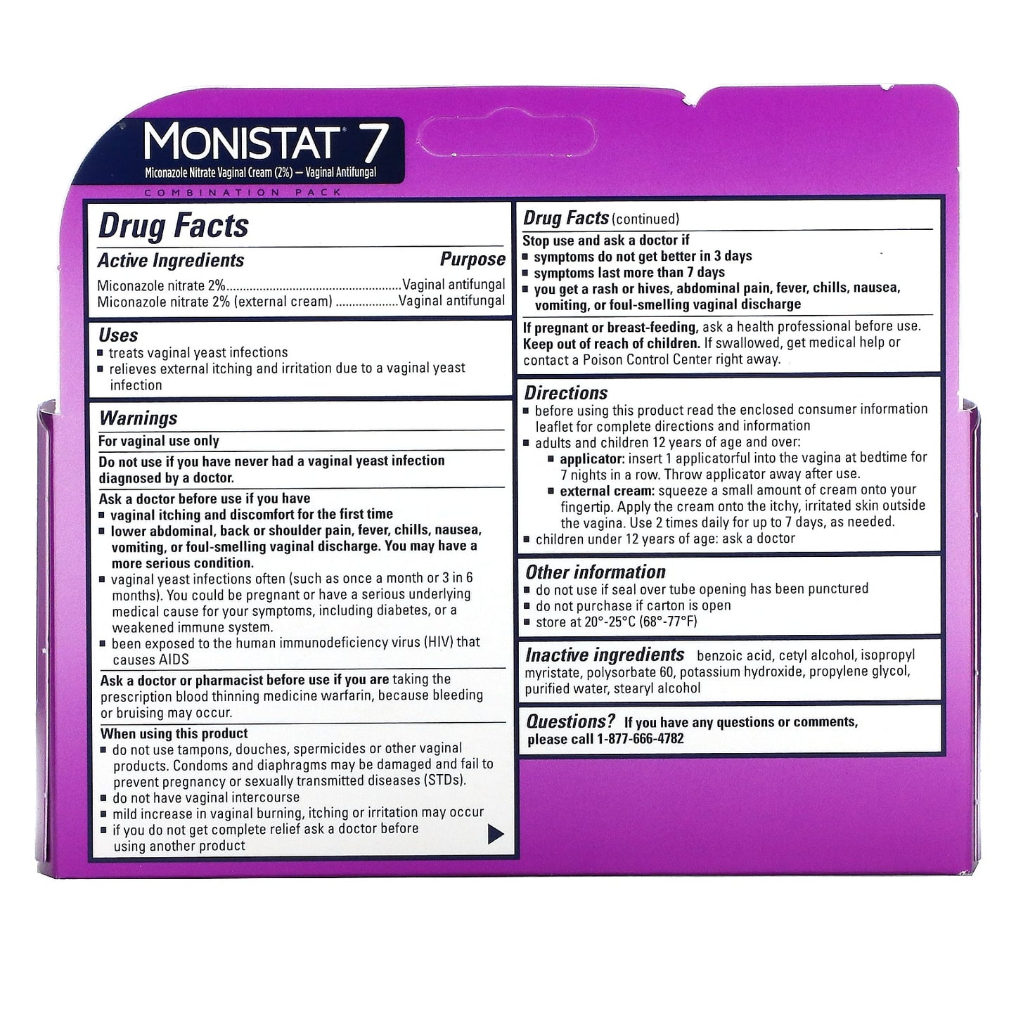 Monistat, 7-Day Treatment Cream, Combination Pack, 7 Disposable Applicators