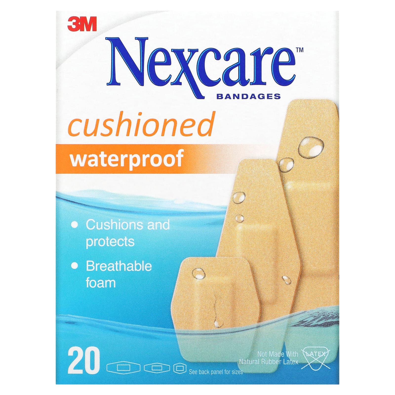 Nexcare-Cushioned Waterproof Bandages-20 Assorted Sizes