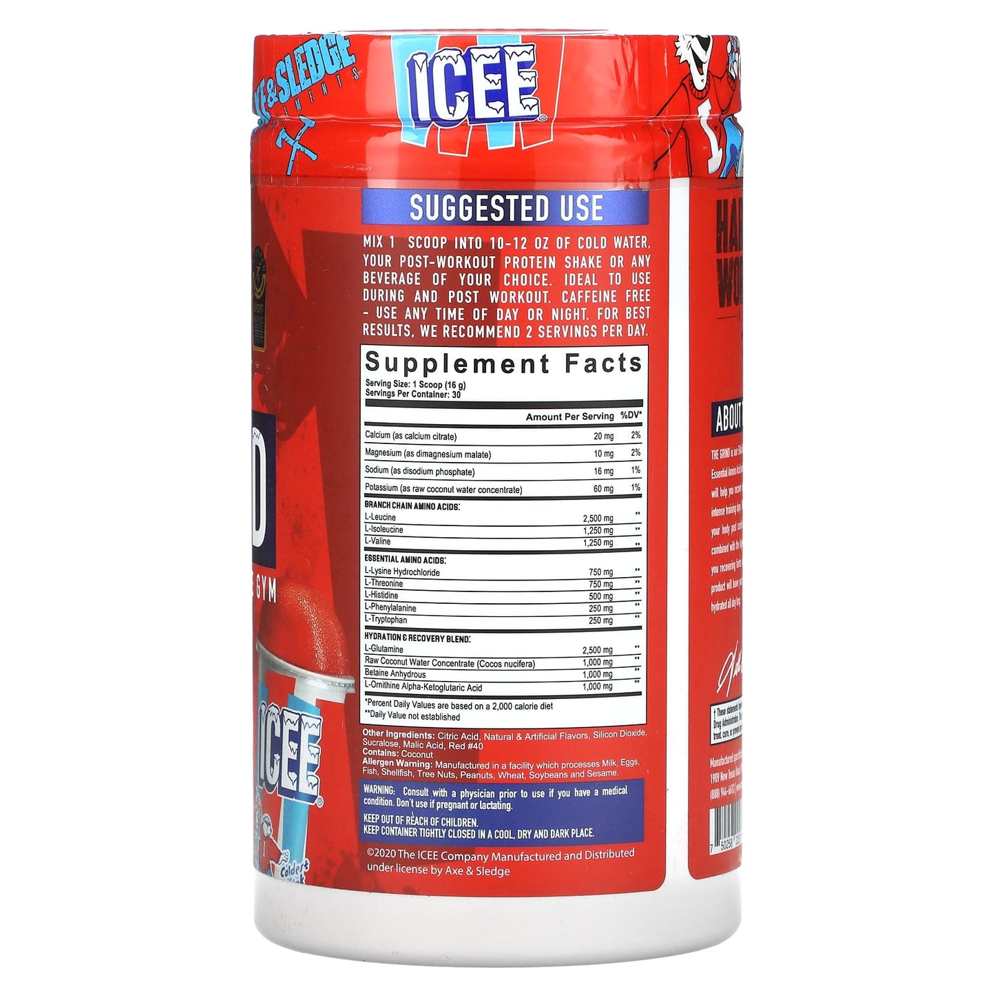 Axe & Sledge Supplements, The Grind, EAA s + Hydration, Icee Cherry, 16.93 oz (480 g)