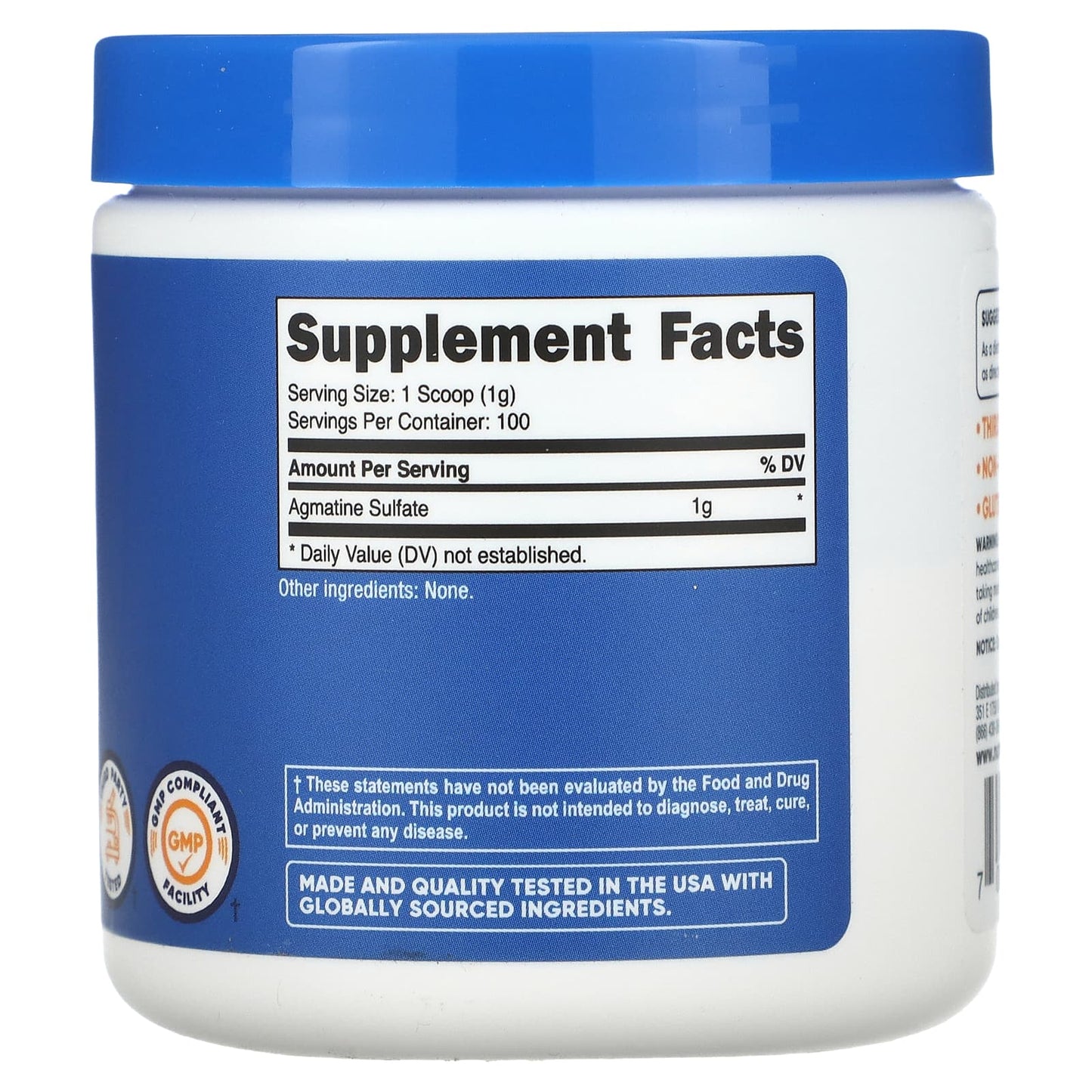 Nutricost, Agmatine, Unflavored, 3.5 oz (100 g)