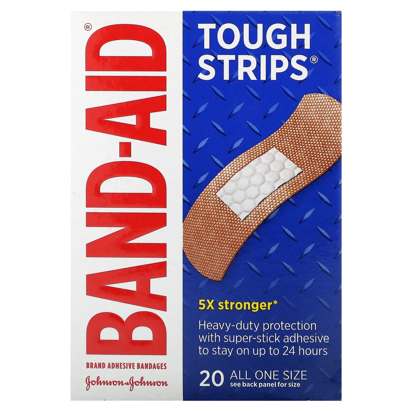 Band Aid-Adhesive Bandages-Tough Strips-20 Bandages