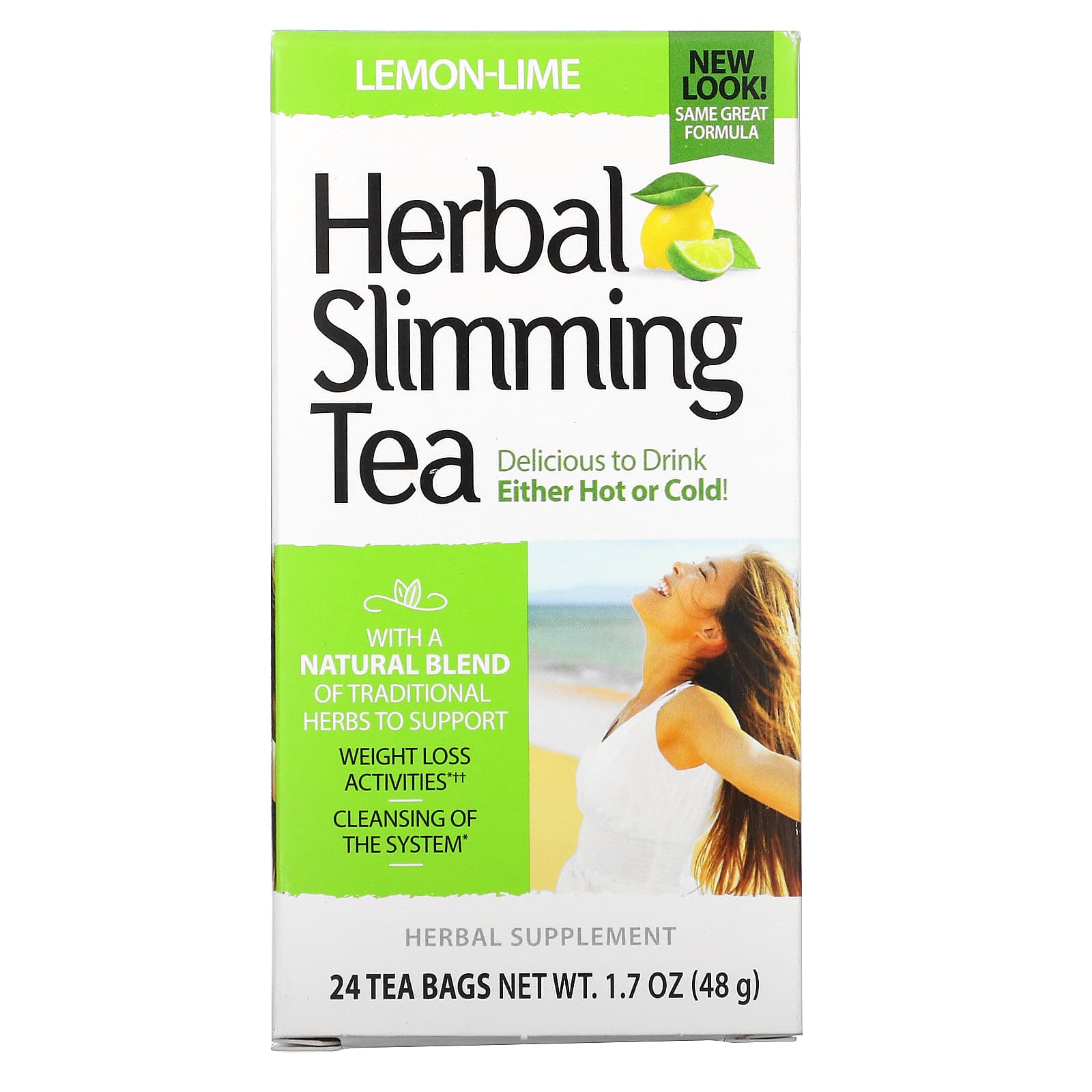 21st Century-Herbal Slimming Tea-Lemon-Lime-Caffeine Free-24 Tea Bags-1.7 oz (48 g)