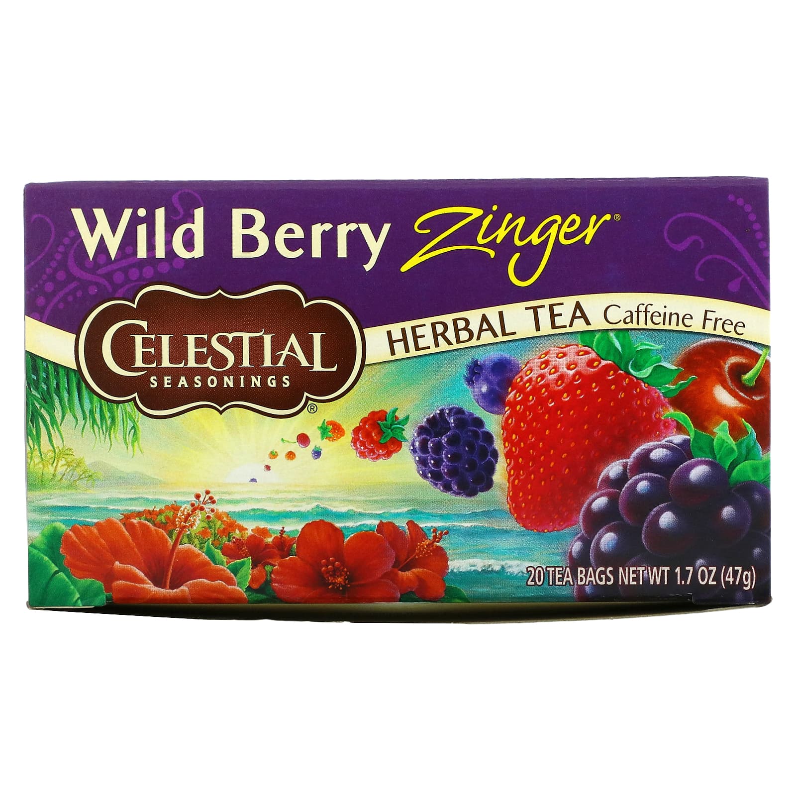 Celestial Seasonings-Herbal Tea-Caffeine Free-Wild Berry Zinger-20 Tea Bags-1.7 oz (47 g)