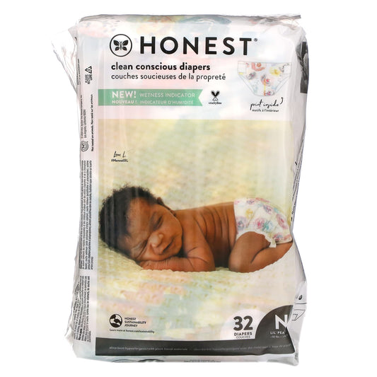 The Honest Company-Honest Diapers-Newborn-Less Than 10 Pounds-Rose Blossom-32 Diapers