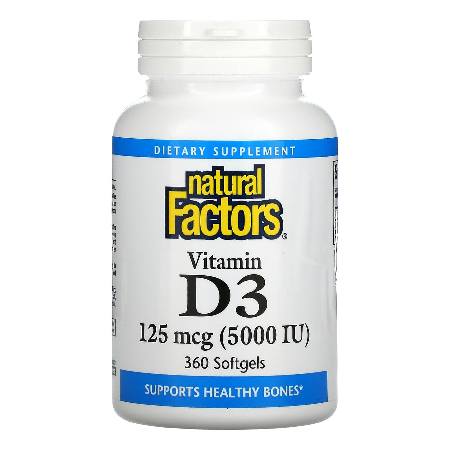 Natural Factors-Vitamin D3-125 mcg (5,000 IU)-360 Softgels