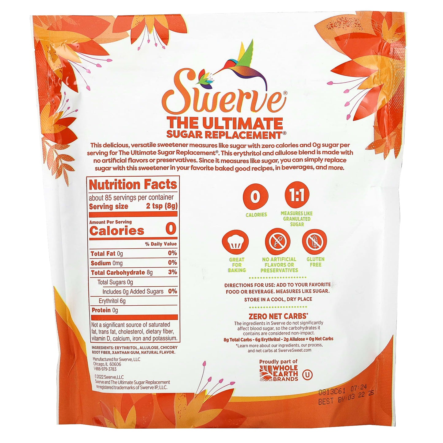 Swerve, Granular, Zero Calorie Sweetener, 24 oz (680 g)