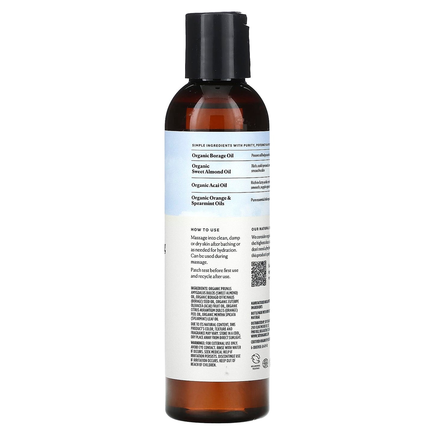 Sky Organics, Organic Extra Hydrating Body Oil, Borage & Sweet Almond Oil Blend, 6 fl oz (177 ml)