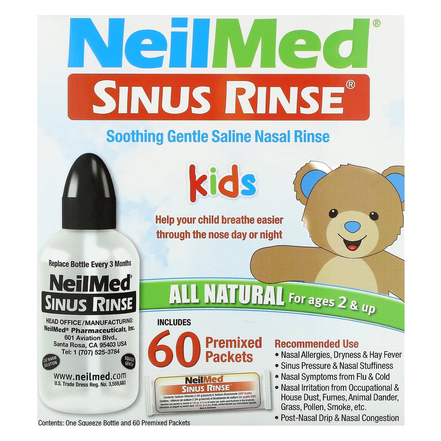 NeilMed-Kids-Sinus Rinse-Ages 2+-60 Premixed Packets