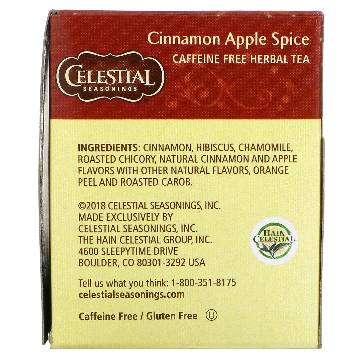 Celestial Seasonings, Herbal Tea, Cinnamon Apple Spice, Caffeine Free, 20 Tea Bags, 1.7 oz (48 g)