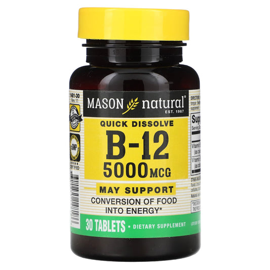 Mason Natural-Quick Dissolve-Vitamin B-12-5,000 mcg-30 Tablets