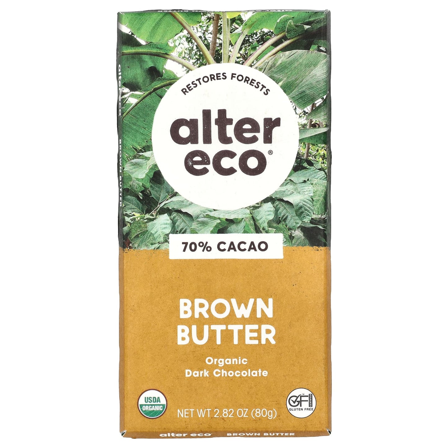 Alter Eco-Organic Dark Chocolate- Brown Butter-70% Cacao-2.82 oz (80 g)