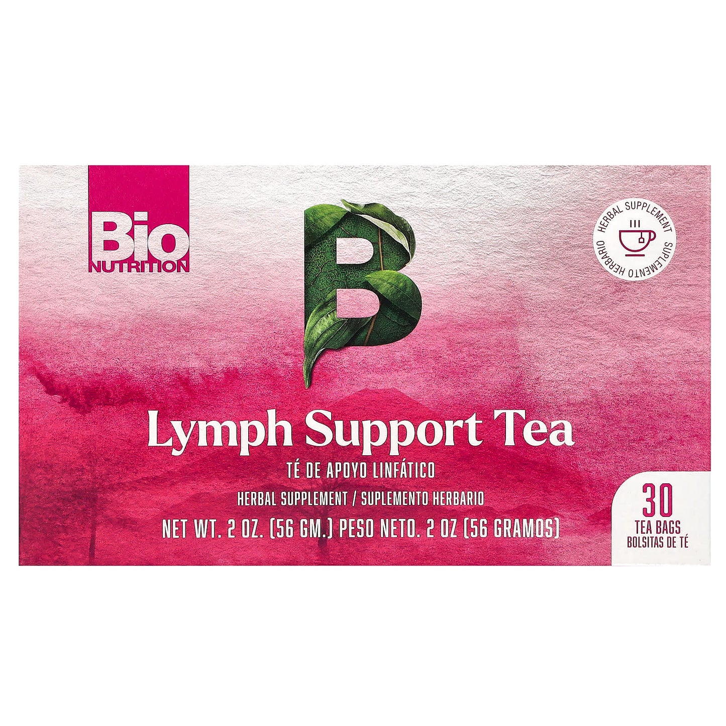 Bio Nutrition-Lymph Support Tea-Caffeine Free-30 Tea Bags-2 oz (56 g)