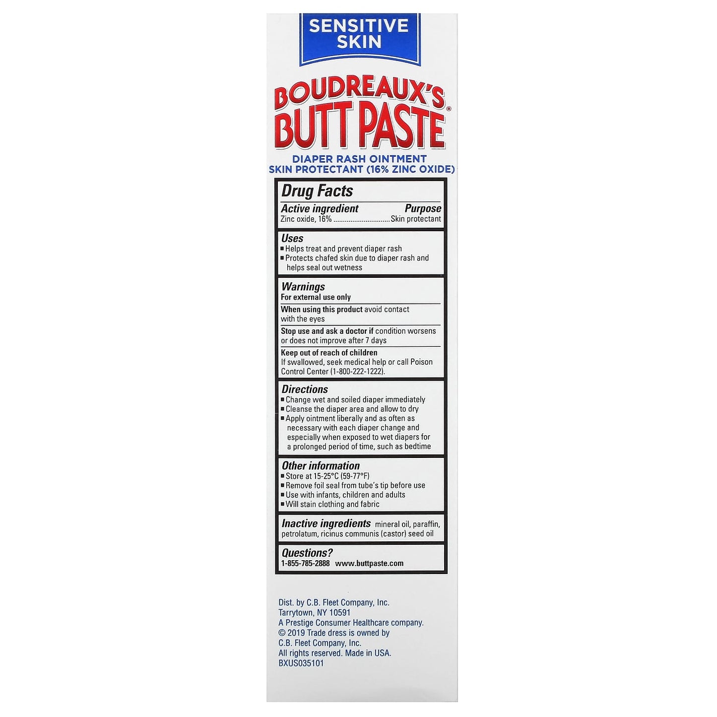 Boudreaux's Butt Paste, Butt Paste, Diaper Rash Ointment, Sensitive Skin, 4 oz (113 g)