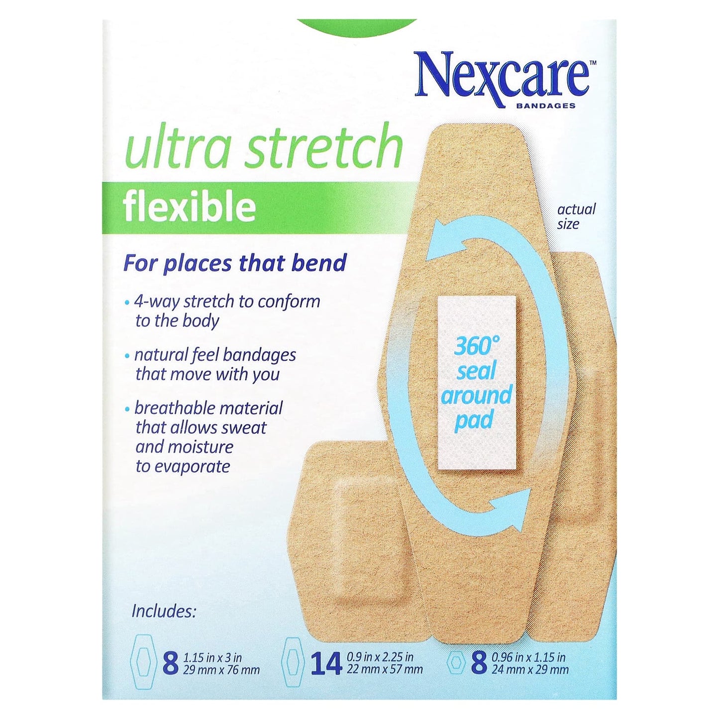 Nexcare, Ultra Stretch Flexible Bandages, 30 Assorted Sizes