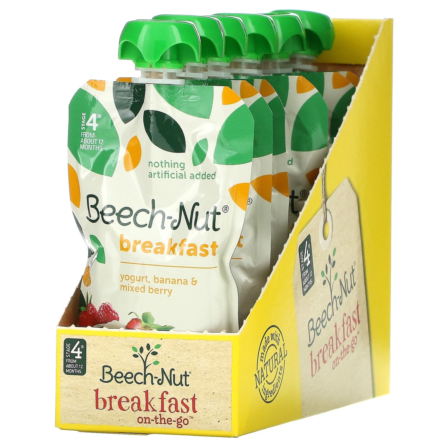 Beech-Nut-Breakfast-12+ Months-Yogurt-Banana & Mixed Berry-12 Pouches-3.5 oz (99 g) Each