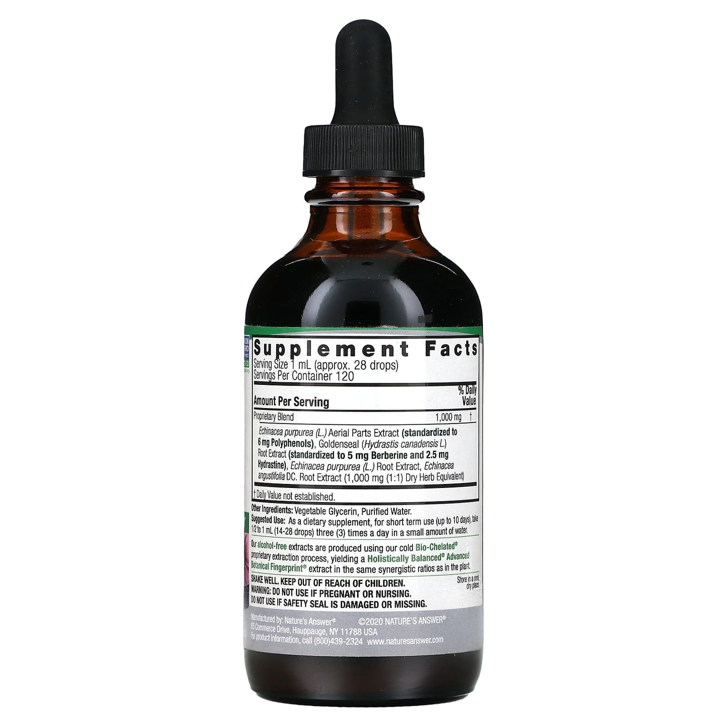 Nature's Answer, Echinacea & Goldenseal, Alcohol-Free, 4 fl oz (120 ml)