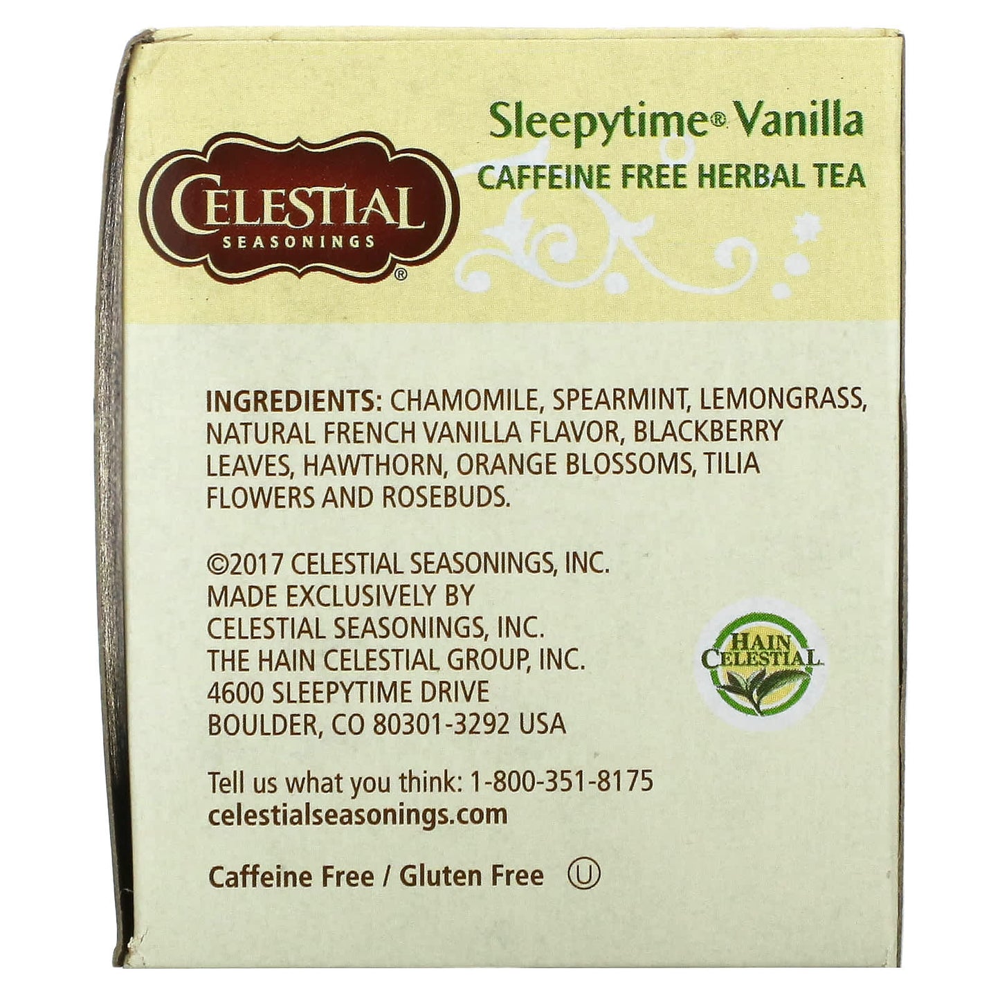 Celestial Seasonings, Herbal Tea, Sleepytime Vanilla, Caffeine Free, 20 Tea Bags, 1.1 oz (30 g)