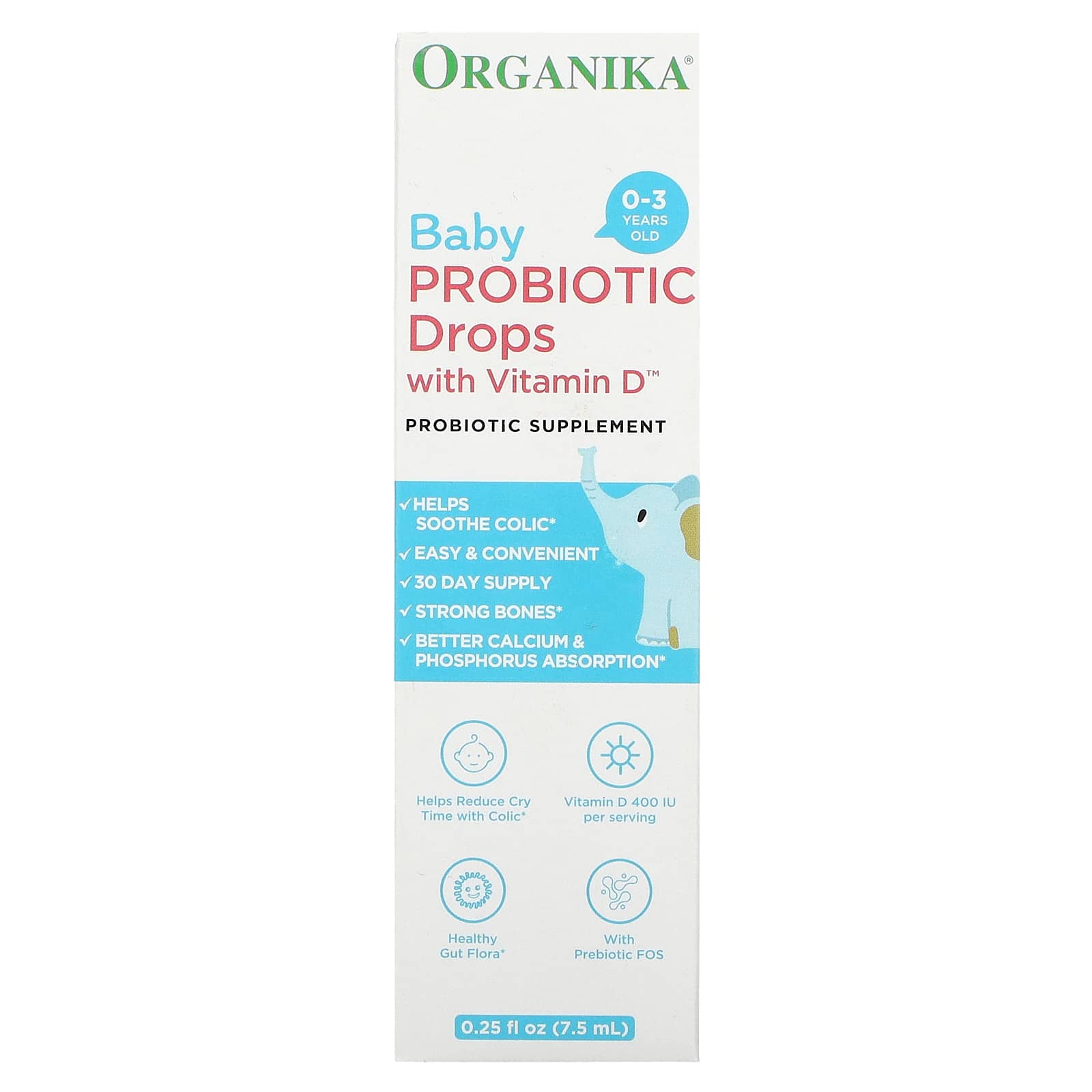 Organika-Baby Probiotic Drops with Vitamin D-0-3 Years -0.25 fl oz (7.5 ml)