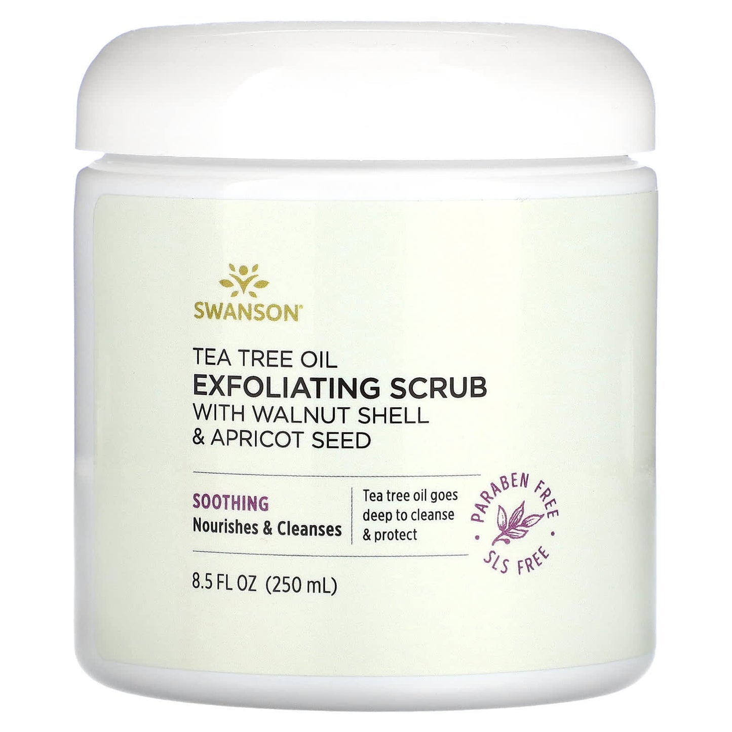 Swanson-Tea Tree Oil Exfoliating Scrub with Walnut Shell & Apricot Seed-8.5 fl oz (250 ml)