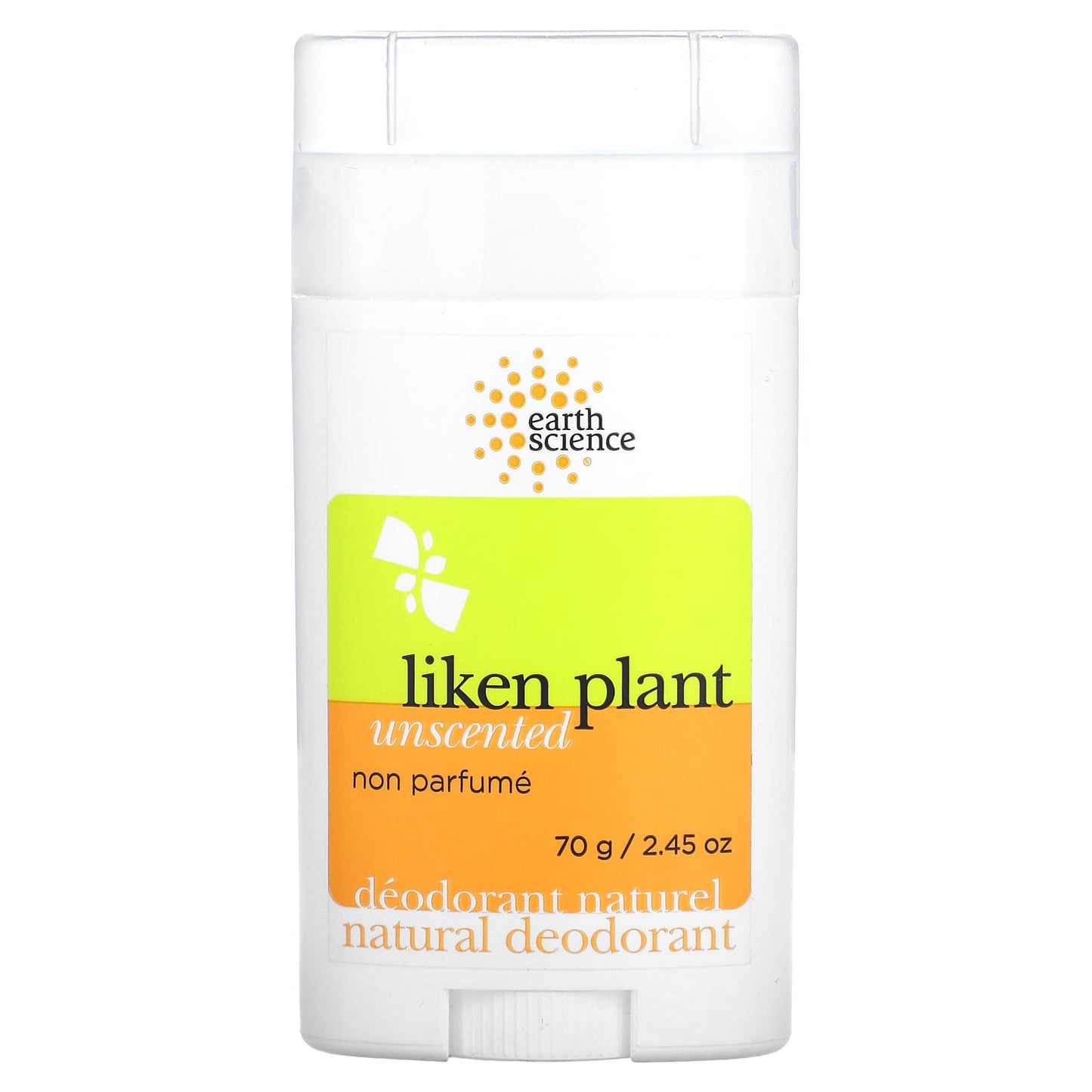 Earth Science-Natural Deodorant-Liken Plant-Unscented-2.45 oz (70 g)