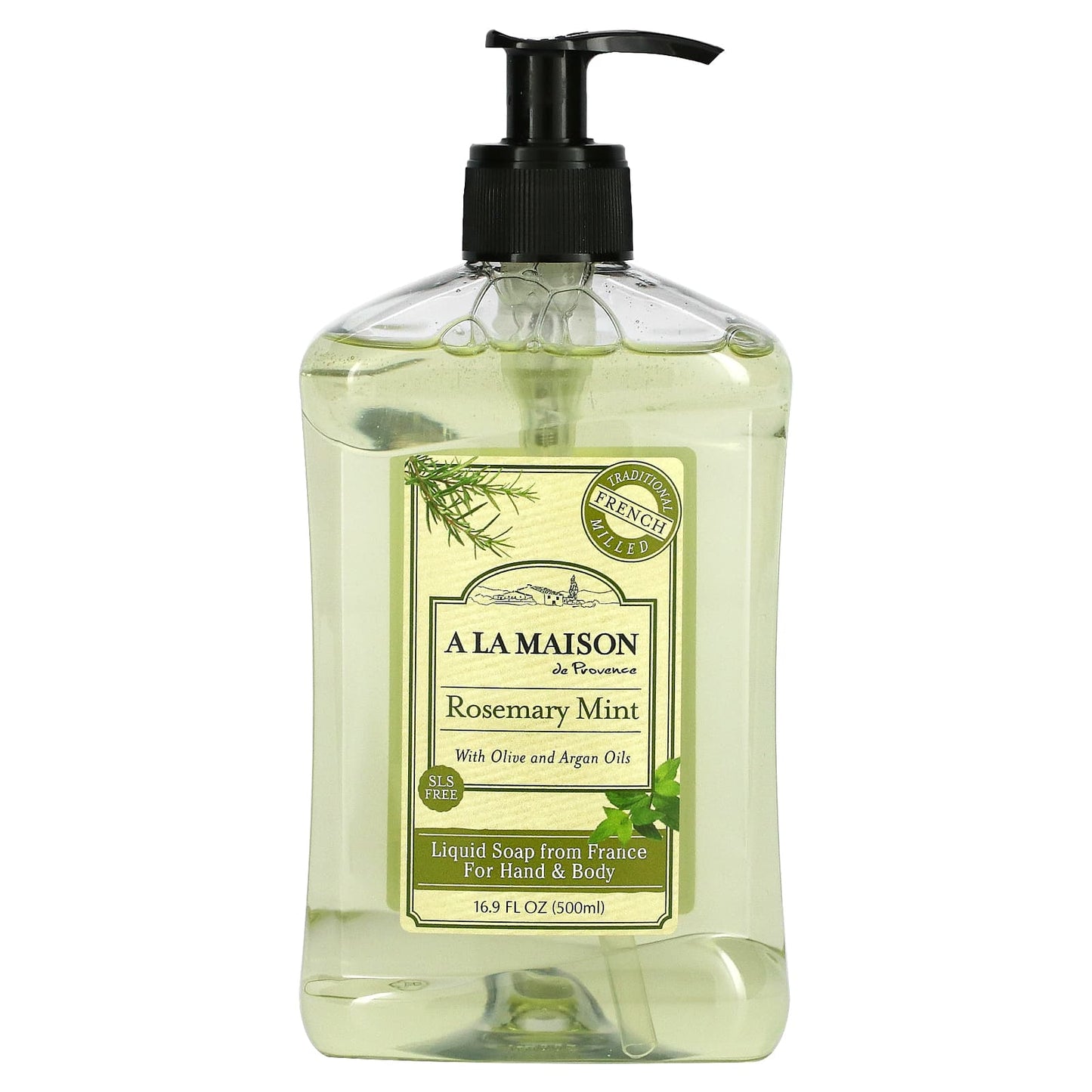 A La Maison de Provence-Liquid Soap For Hand & Body-Rosemary Mint-16.9 fl oz (500 ml)