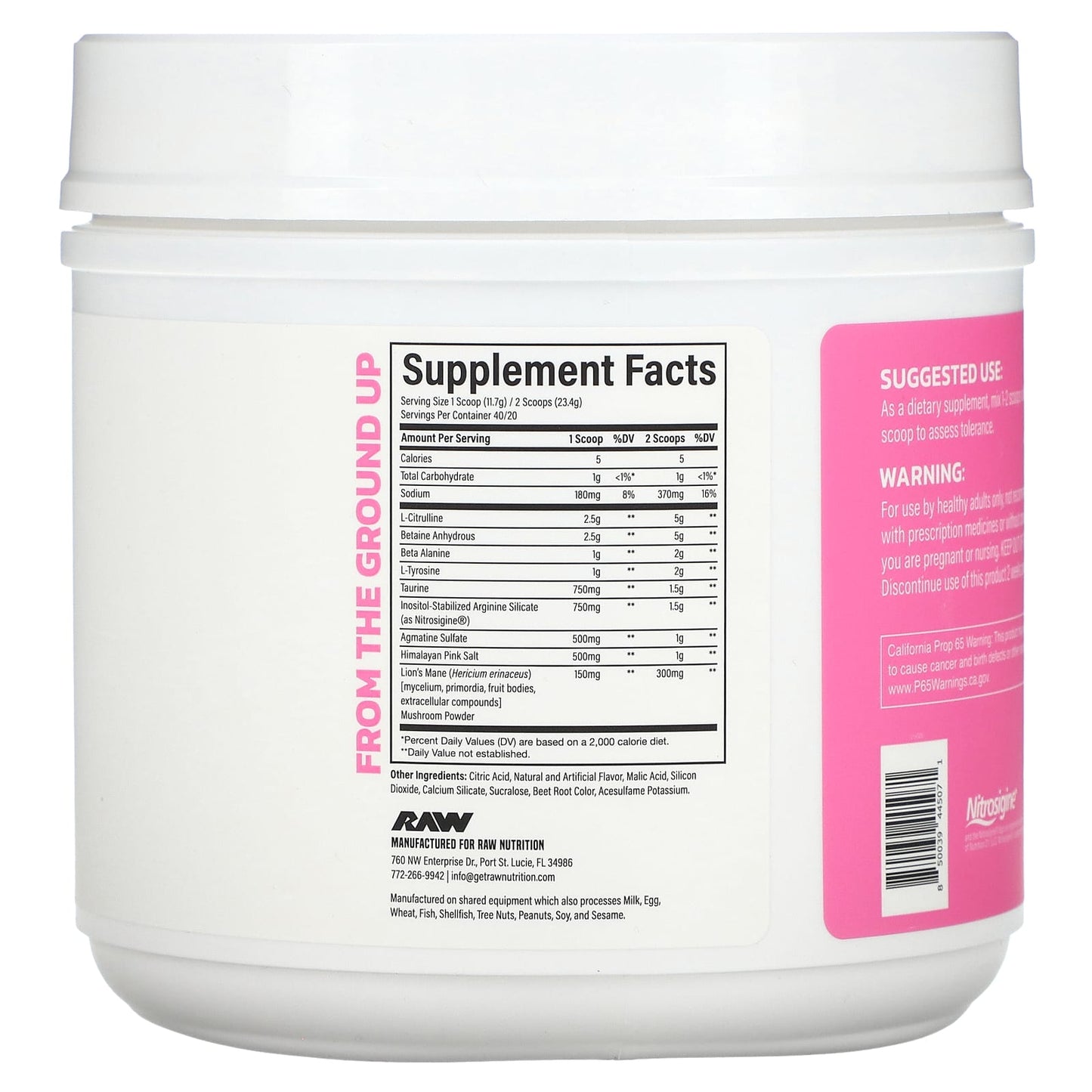 Raw Nutrition, Pump, Non-Stim, Raspberry Lemonade, 1.03 lbs (468 g)