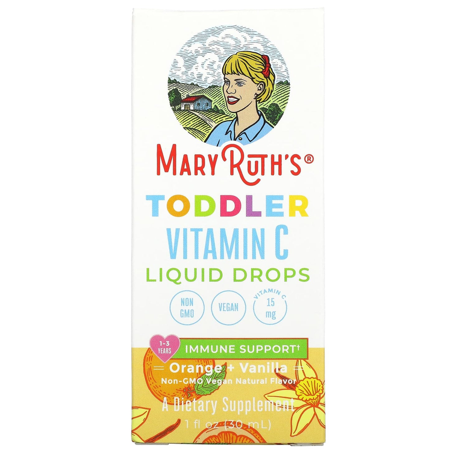 MaryRuth's-Toddler Vitamin C Liquid Drops-1-3 Years-Orange + Vanilla-1 fl oz (30 ml)