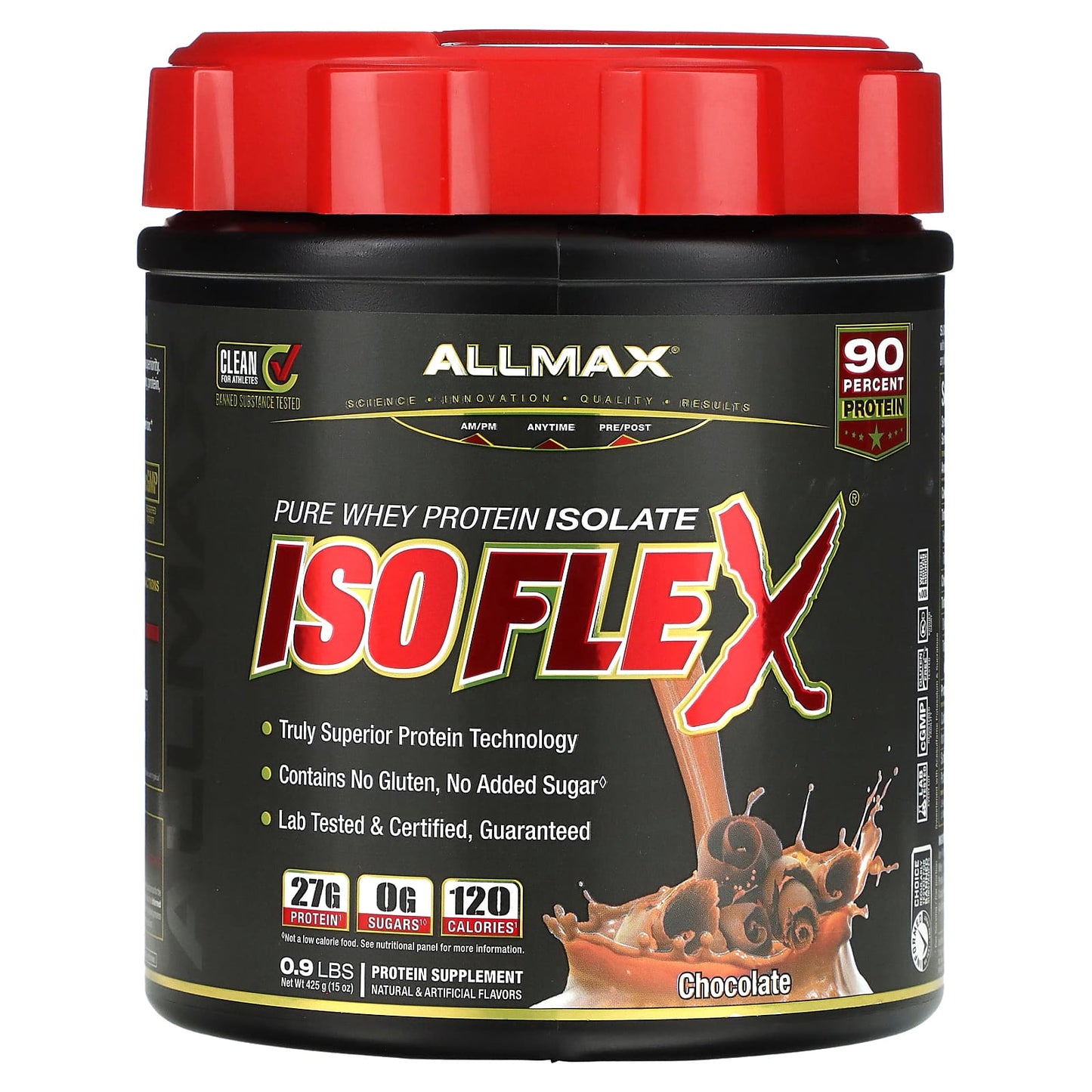 ALLMAX-Isoflex-Pure Whey Protein Isolate-Chocolate-0.9 lbs (425 g)