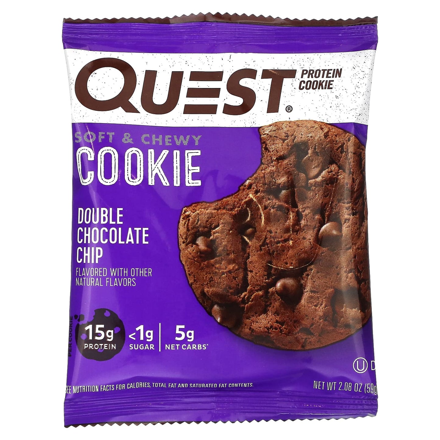 Quest Nutrition, Protein Cookie, Double Chocolate Chip, 4 Pack, 2.08 oz (59 g) Each