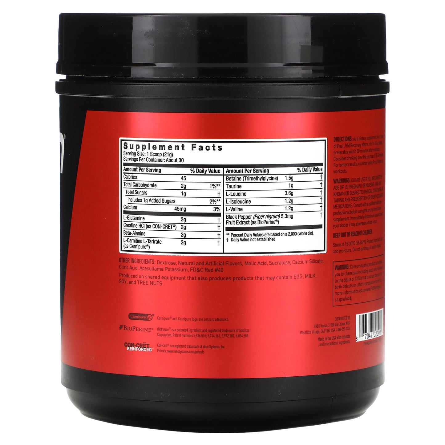 JYM Supplement Science, Post JYM, BCAAs + Recovery Matrix, Watermelon, 1.4 lbs (630 g)