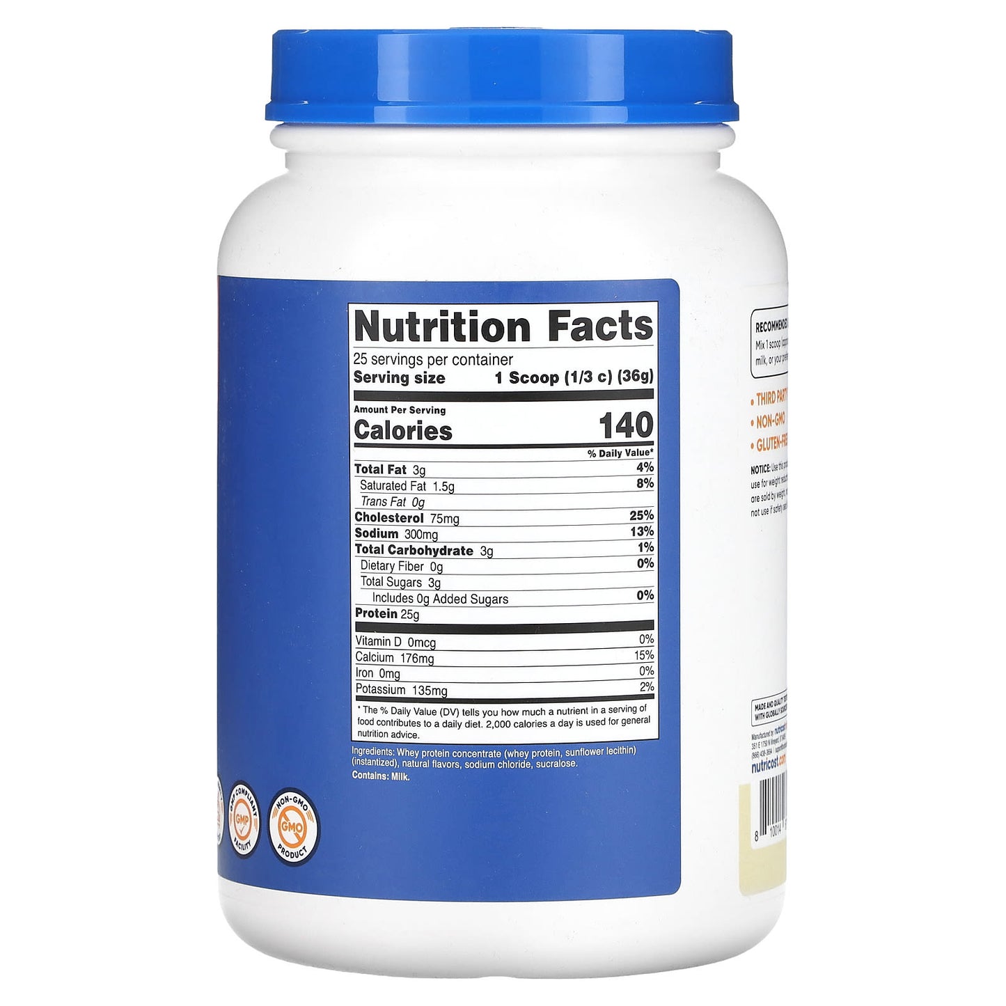 Nutricost, Whey Protein Concentrate, Vanilla, 2 lbs (907 g)