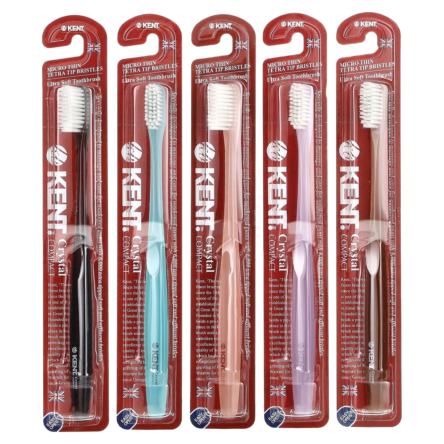 Kent-Ultra Soft Toothbrush-Crystal Compact-5 Toothbrushes