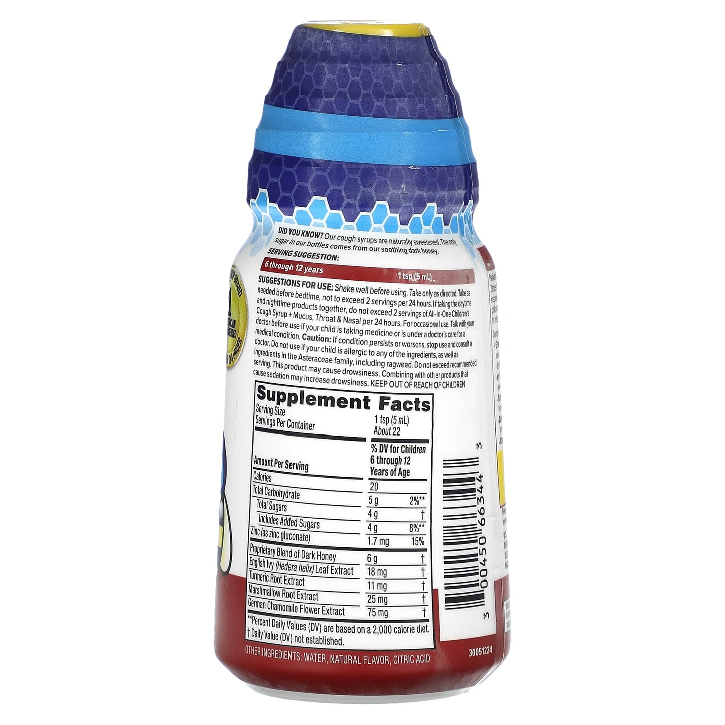 Zarbee's, All-In-One Children's Nighttime, Cough Syrup + Mucus, Throat & Nasal, 6-12 Years, Natural Grape, 4 fl oz (118 ml)