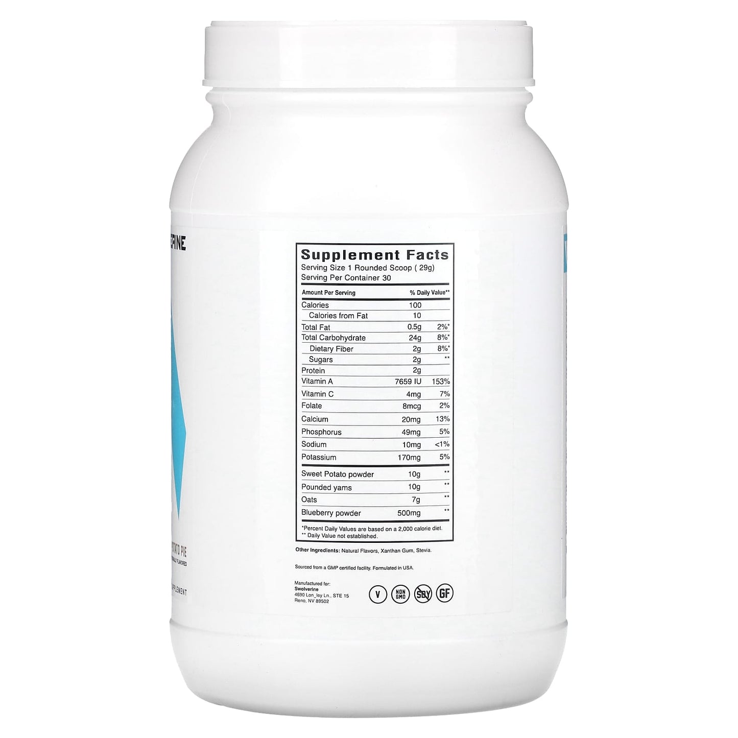 Swolverine, Clean Carbs, Sweet Potato Pie, 1.92 lb (870 g)