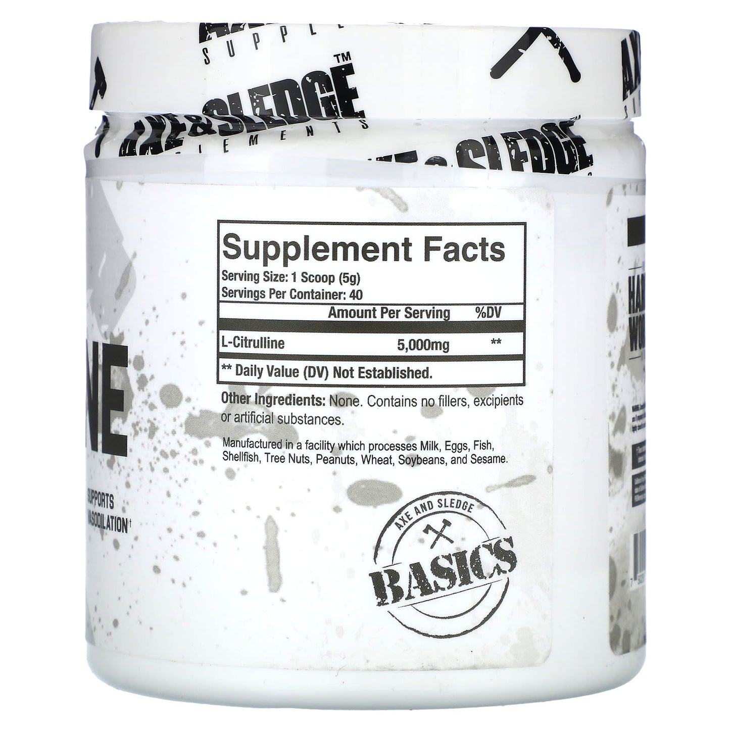 Axe & Sledge Supplements, Basics, Citrulline, Unflavored, 7.05 oz (200 g)