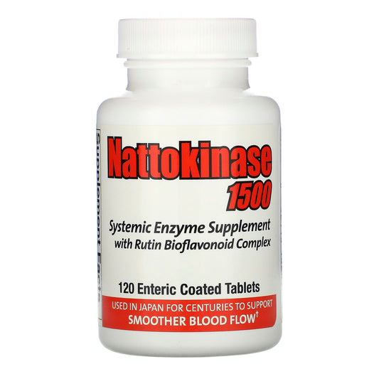 Naturally Vitamins-Nattokinase 1500-Systemic Enzyme Supplement-120 Enteric Coated Tablets