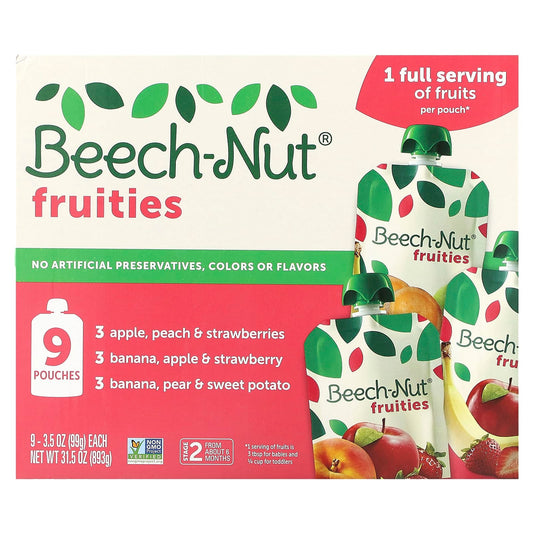 Beech-Nut-Fruities-6+ Months-Variety Pack-9 Pouches-3.5 oz (99 g) Each