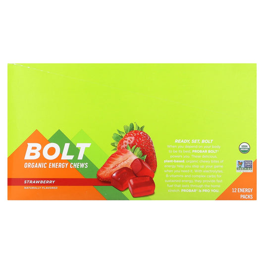 ProBar-Bolt-Organic Energy Chews-Strawberry-12 Packs-2.1 oz (60 g) Each