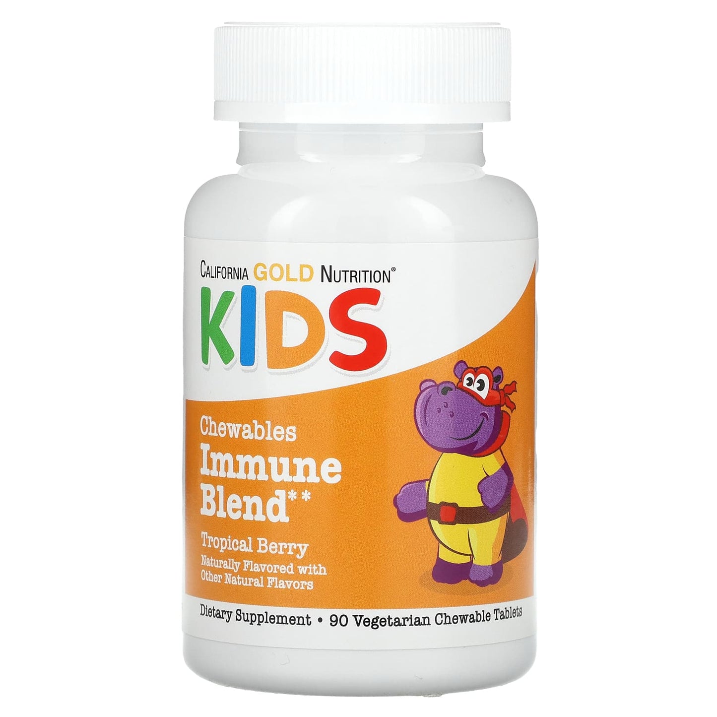 California Gold Nutrition-Chewable Immune Blend For Children-Natural Tropical Berry Flavor-90 Vegetarian Tablets