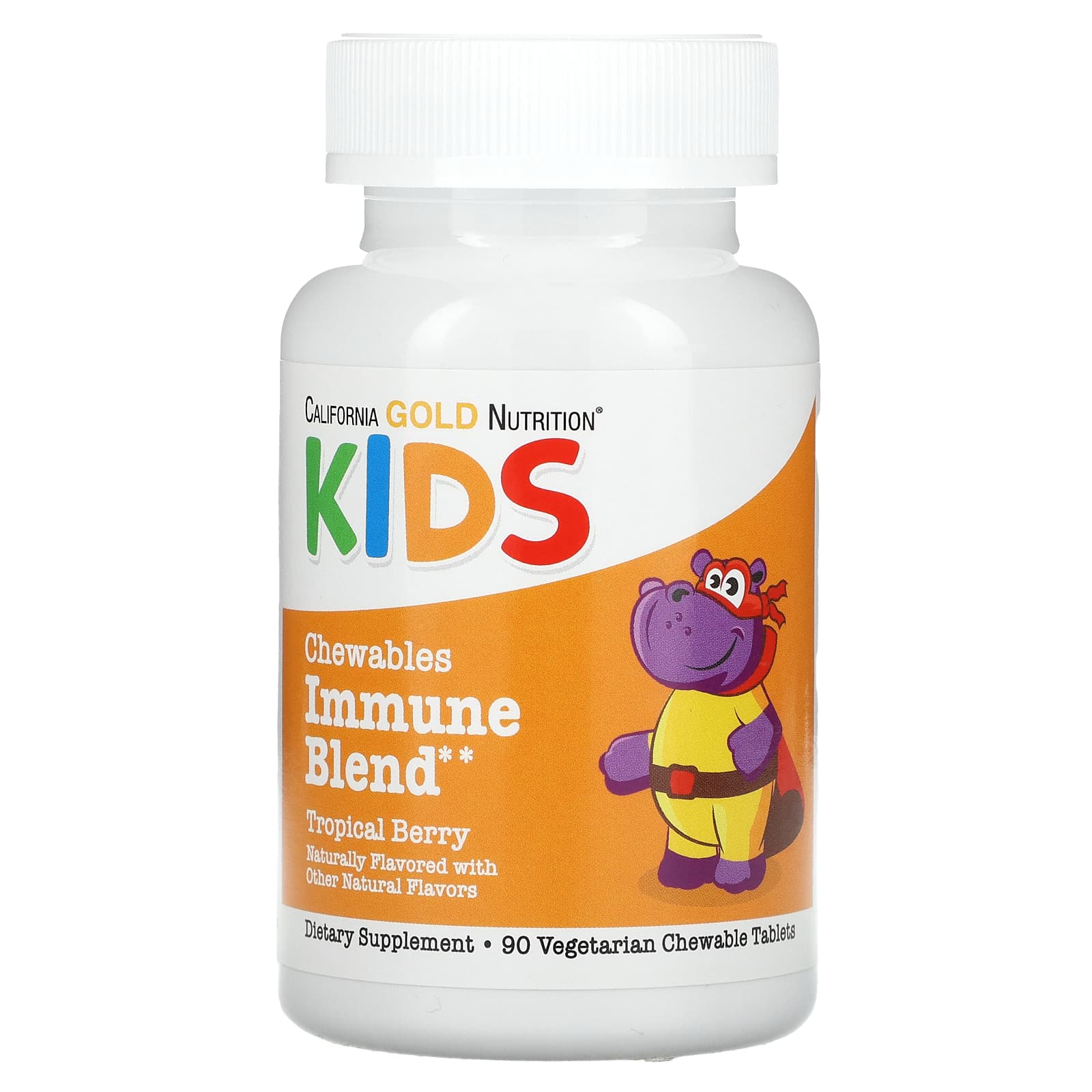 California Gold Nutrition-Chewable Immune Blend For Children-Natural Tropical Berry Flavor-90 Vegetarian Tablets