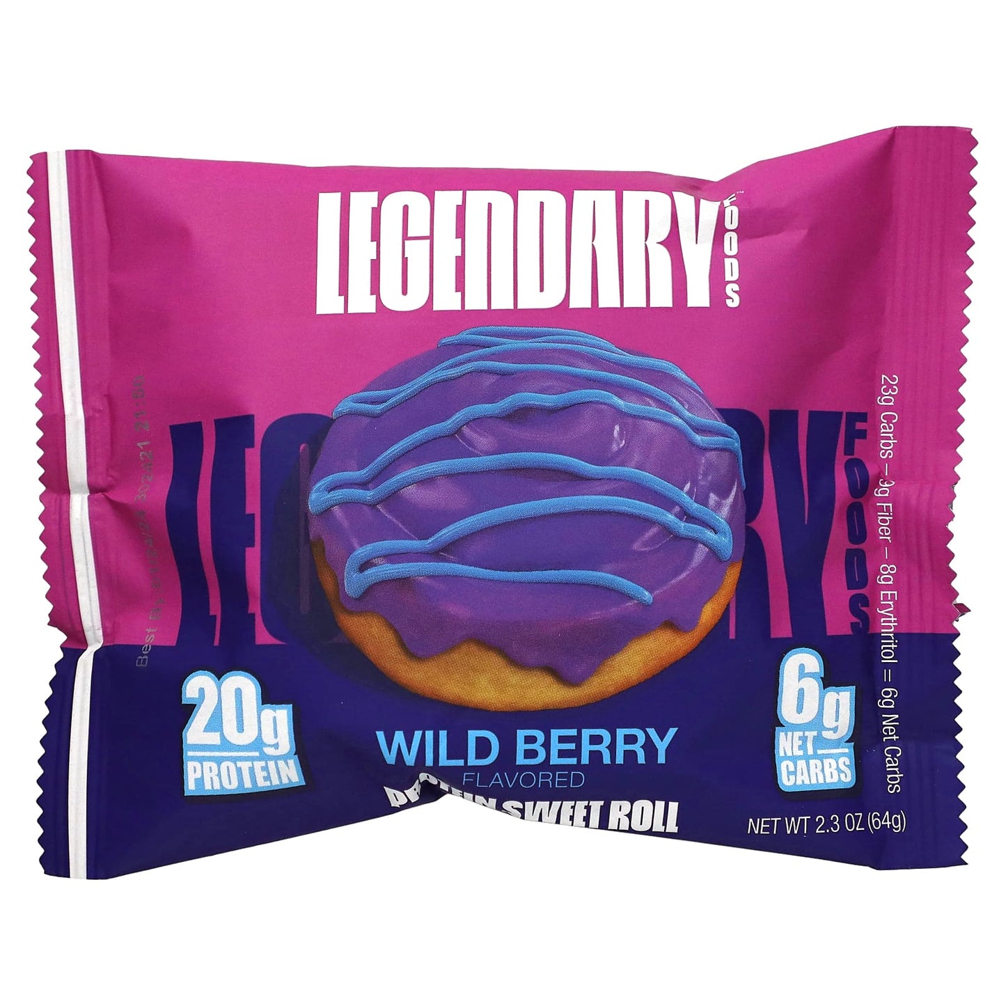 Legendary Foods, Protein Sweet Roll, Wild Berry, 8 Pack, 2.3 oz (64 g) Each