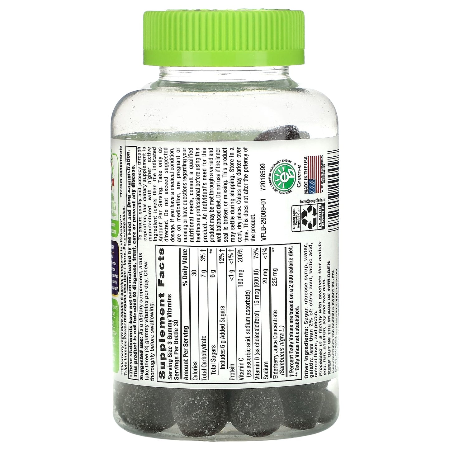 VitaFusion, Elderberry, With Vitamins C & D for Immune Support, Natural Berry, 90 Gummies