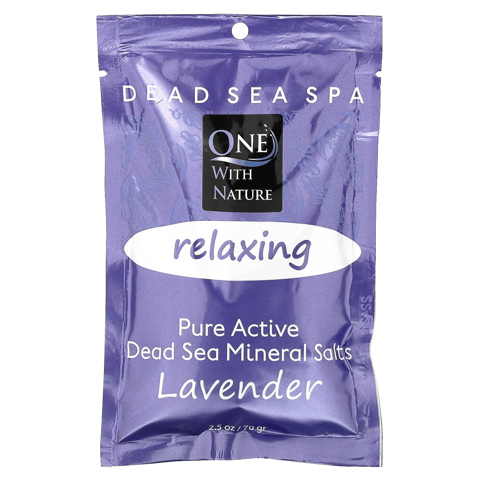 One with Nature-Dead Sea Spa-Mineral Salts-Relaxing-Lavender-2.5 oz (70 g)