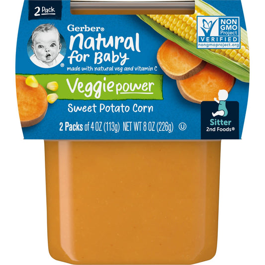 Gerber-Natural for Baby-Veggie Power-2nd Foods-Sweet Potato Corn-2 Pack-4 oz (113 g) Each