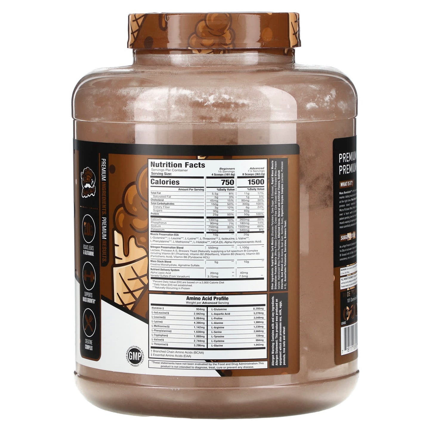 MuscleSport, Mass, Revolution, Chocolate Ice Cream, 6 lbs (2,721 g)