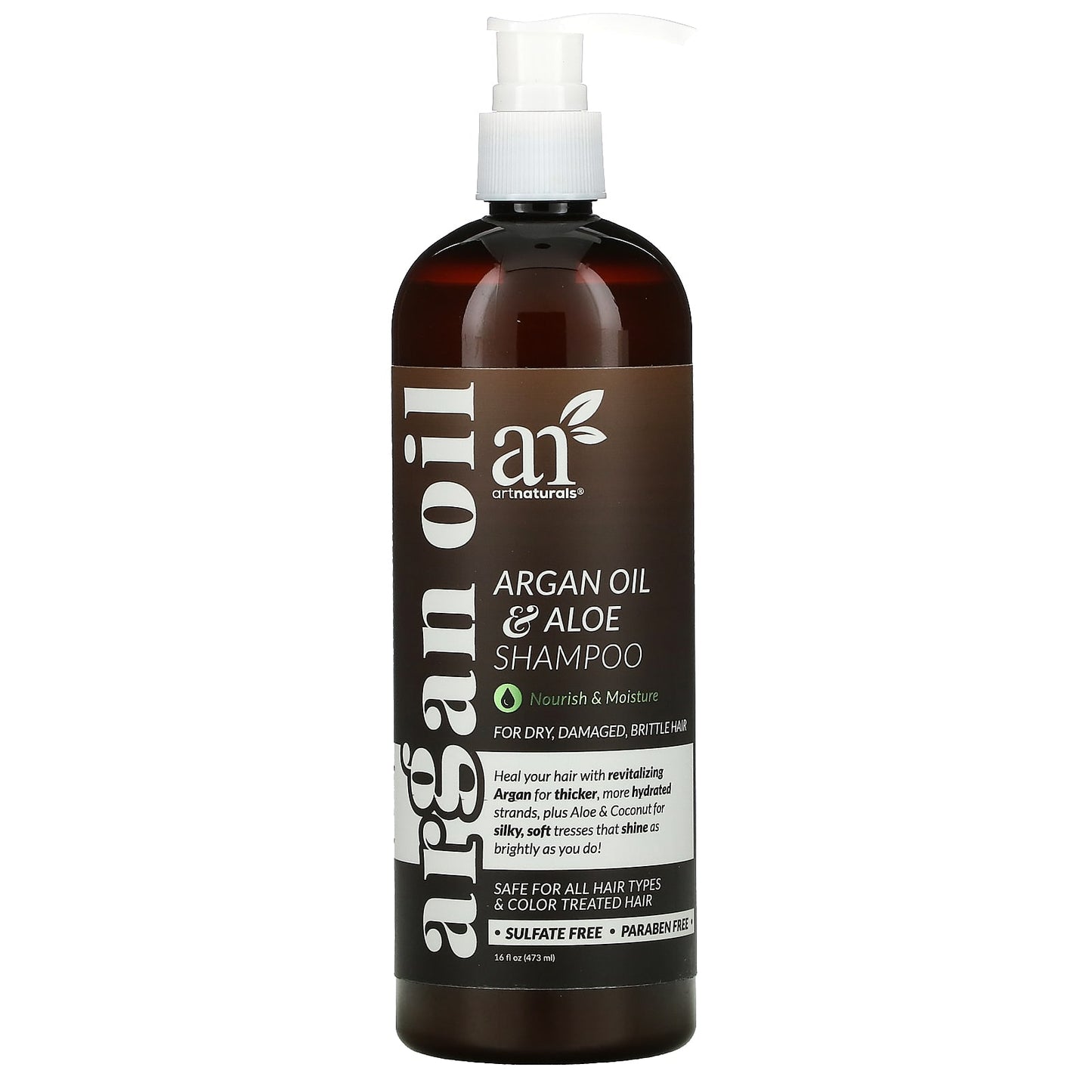 artnaturals-Argan Oil & Aloe Shampoo-For Dry-Damaged-Brittle Hair-16 fl oz (473 ml)